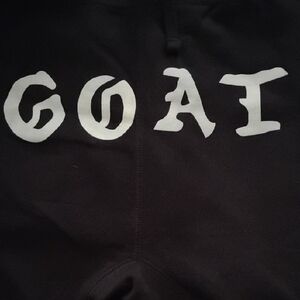 Black Drawstring Shorts with White GOAT Print Mens Size XXL.